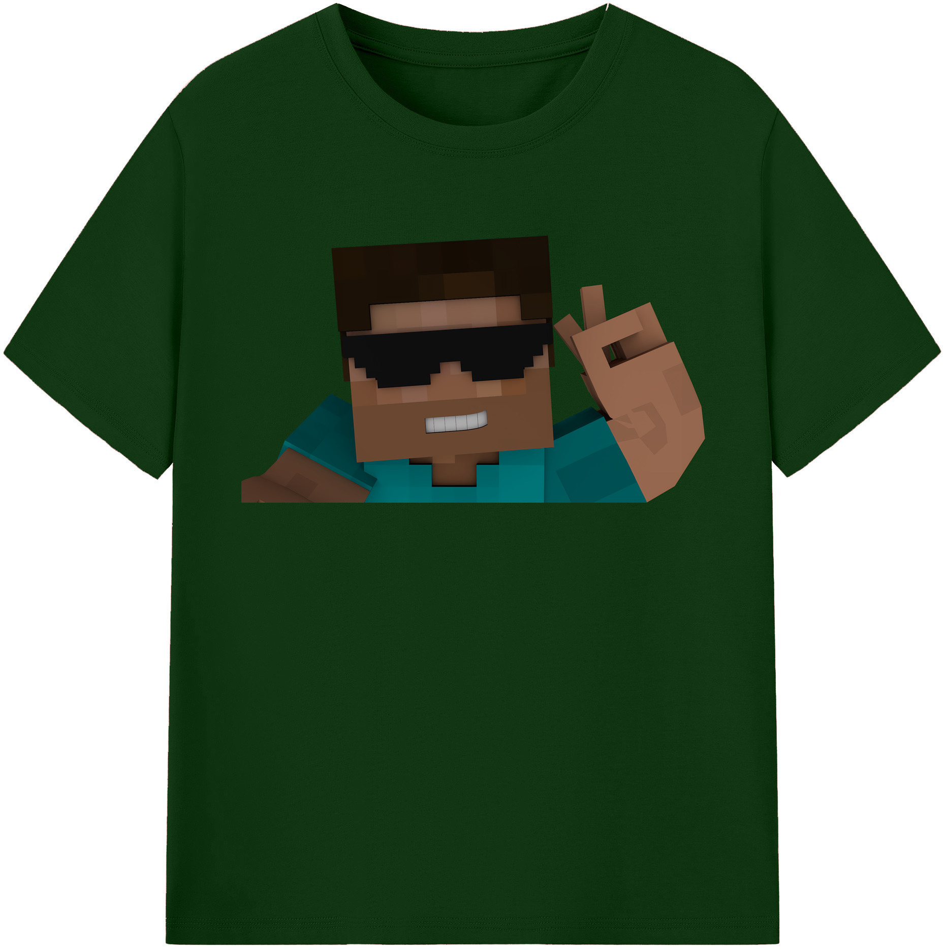 （画像用） マインクラフト ブロックの世界 Minecraft MC Block world 綿100％半袖Tシャツ（フロントプリント）